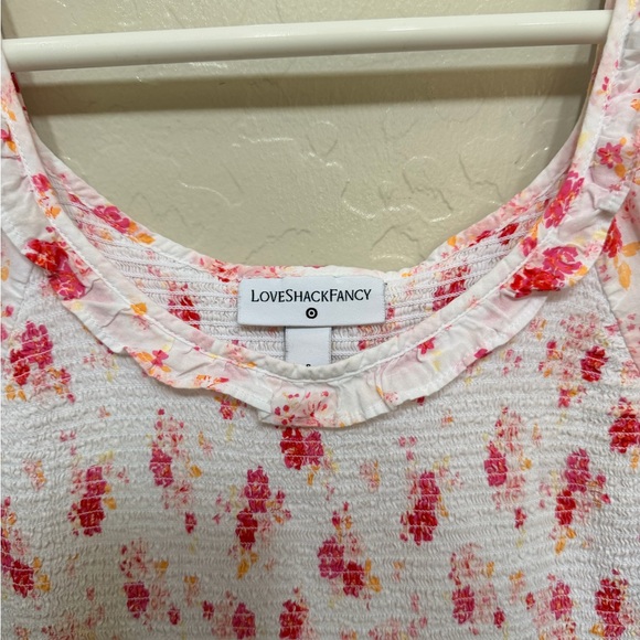 LoveShackFancy White Dress with Pink Floral Print 100% Cotton - Picture 4 of 5